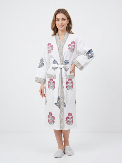 Floral 107 Waffle Bathrobe – Luxury Spa Robe