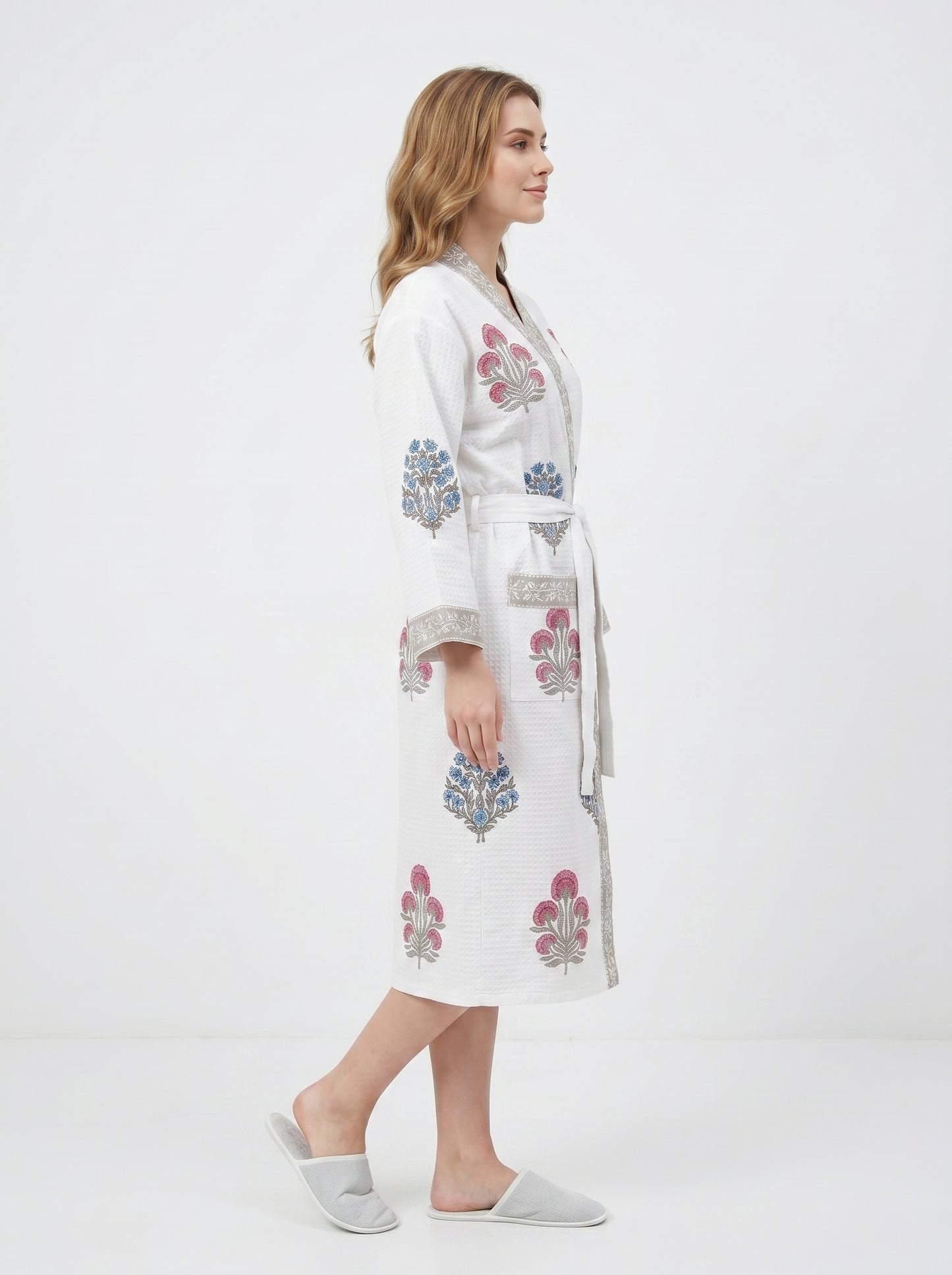 Floral 107 Waffle Bathrobe – Luxury Spa Robe