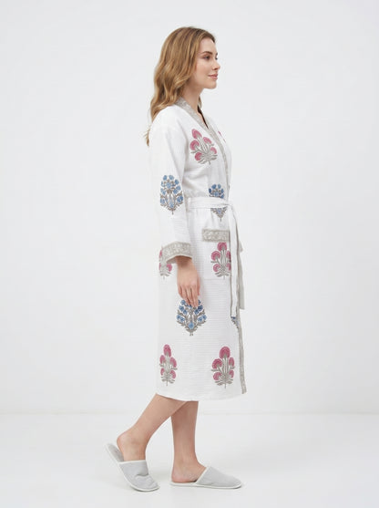 Floral 107 Waffle Bathrobe – Luxury Spa Robe