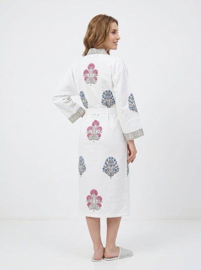 Floral 107 Waffle Bathrobe – Luxury Spa Robe