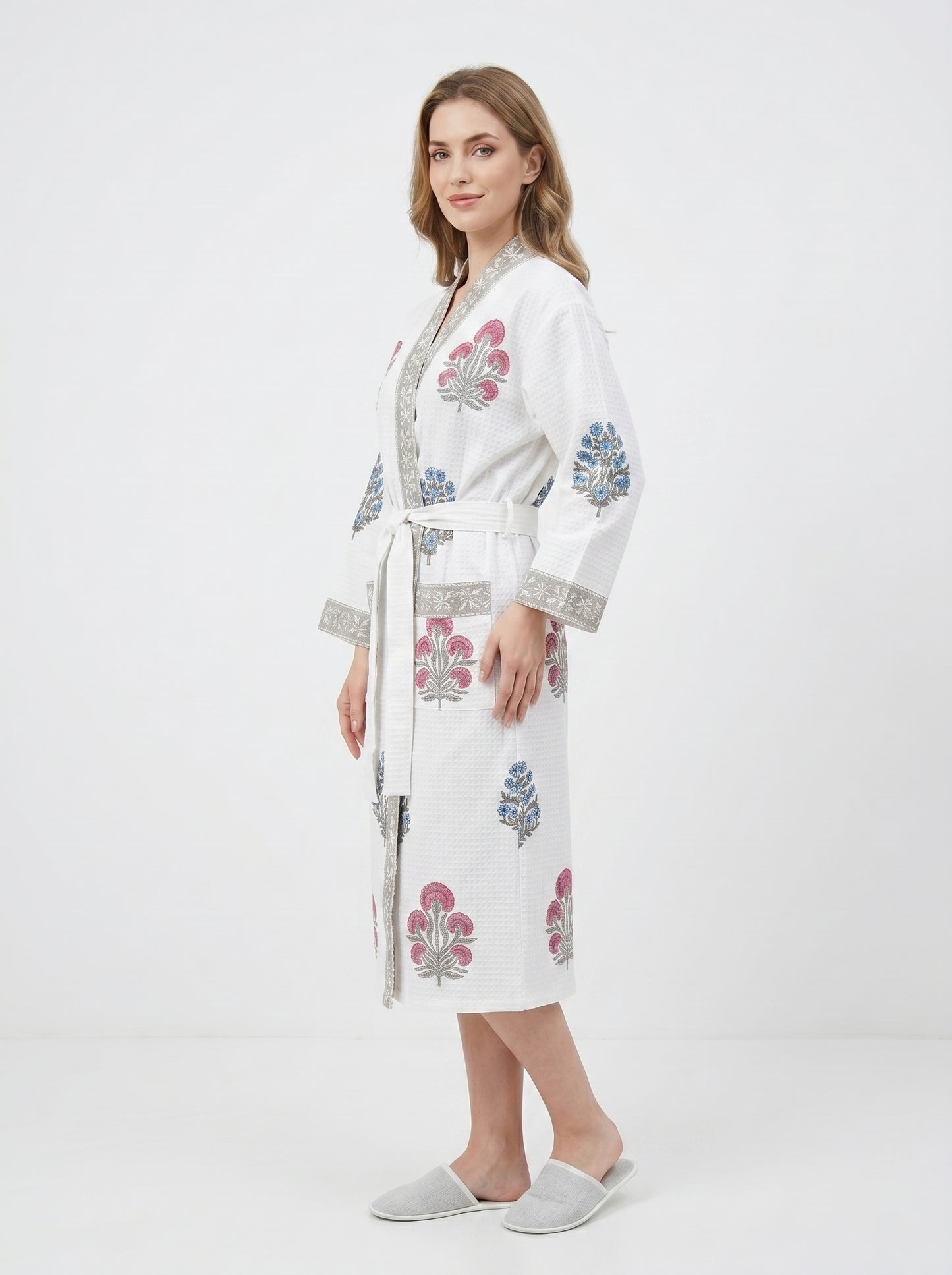Floral 107 Waffle Bathrobe – Luxury Spa Robe