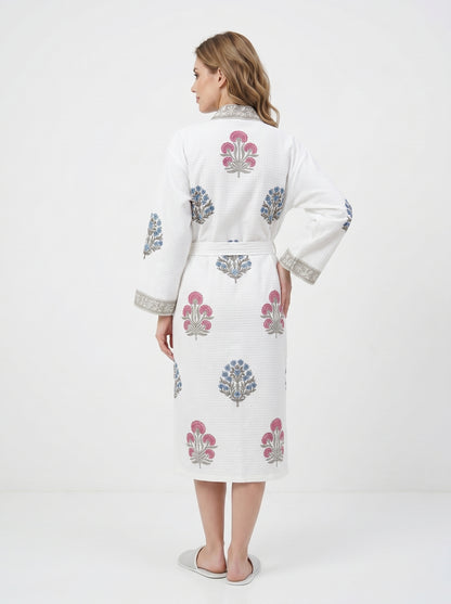 Floral 107 Waffle Bathrobe – Luxury Spa Robe