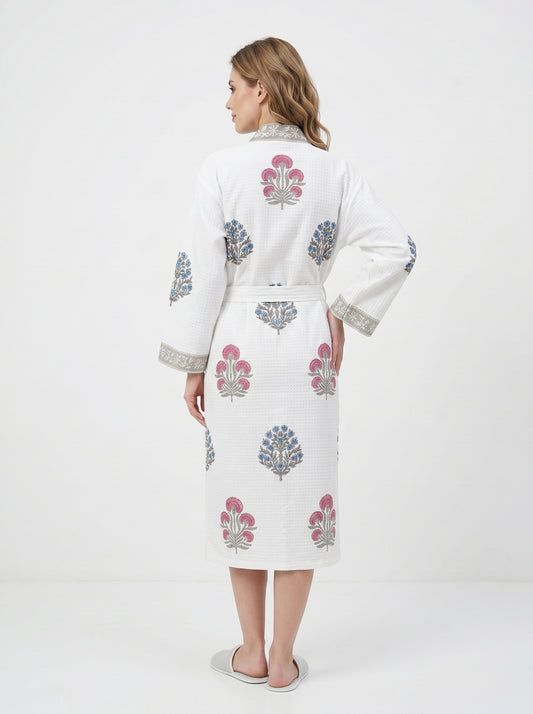 Floral 107 Waffle Bathrobe – Luxury Spa Robe
