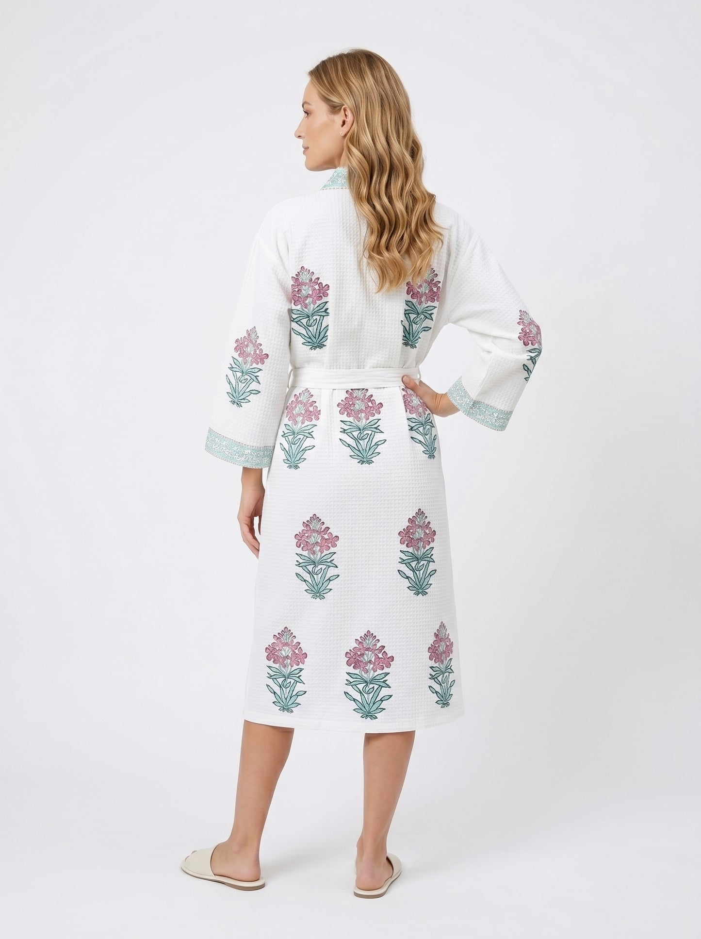 Floral 105 Waffle Bathrobe – Luxury Spa Robe