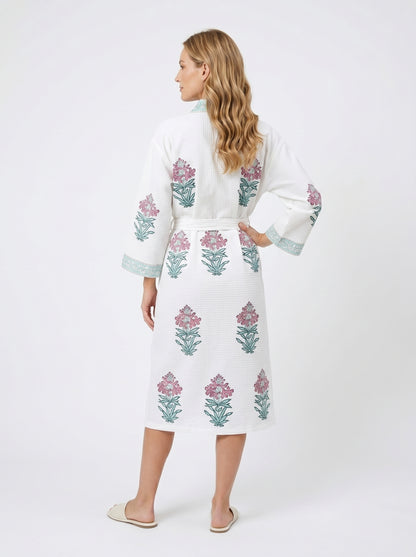 Floral 105 Waffle Bathrobe – Luxury Spa Robe