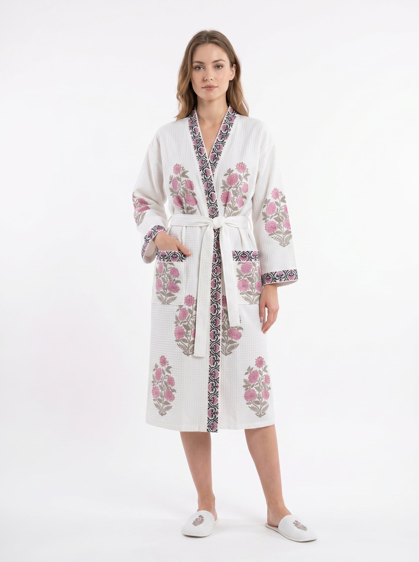 Floral 108 Waffle Bathrobe – Luxury Spa Robe