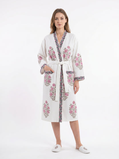 Floral 108 Waffle Bathrobe – Luxury Spa Robe
