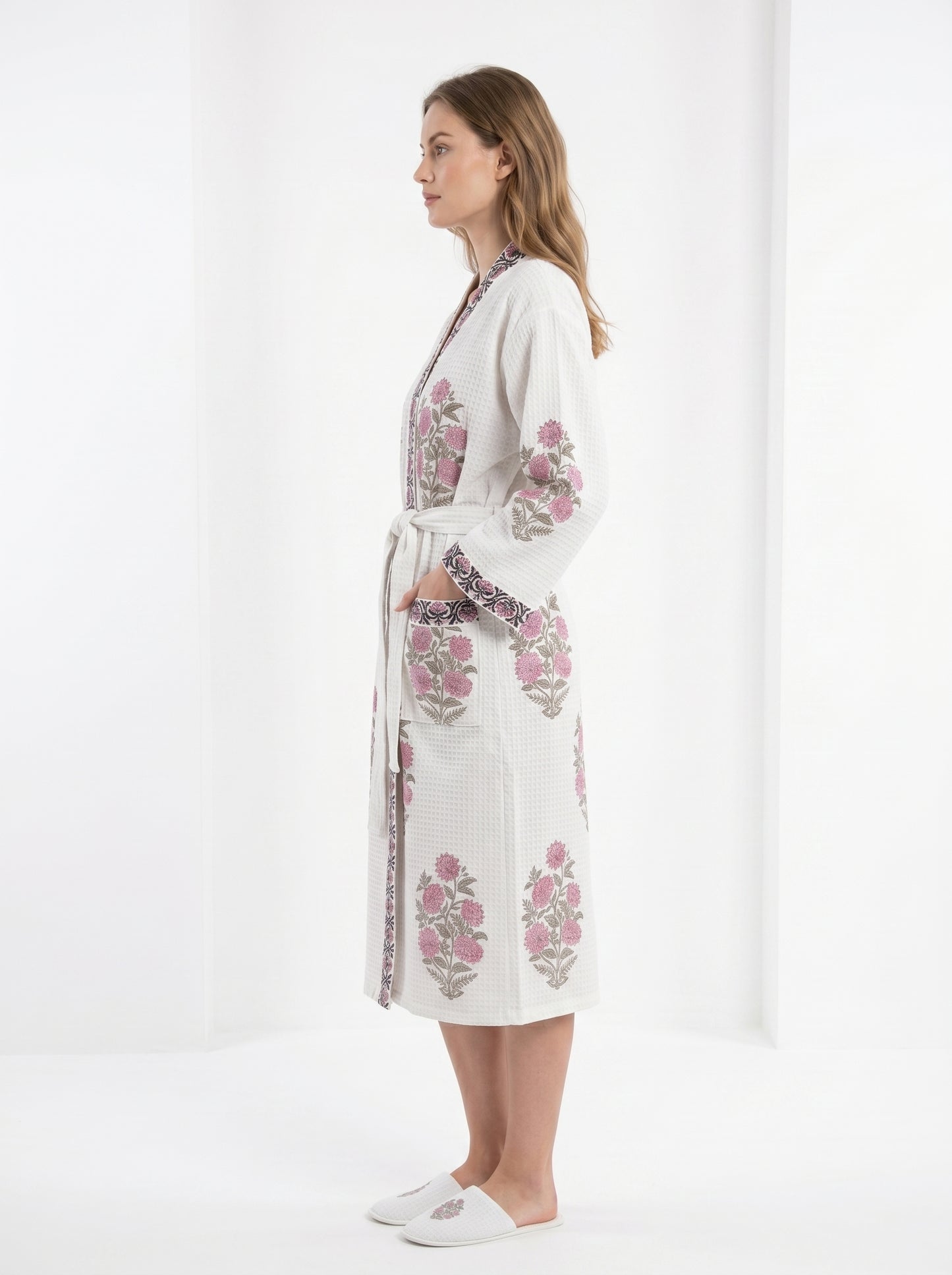 Floral 108 Waffle Bathrobe – Luxury Spa Robe