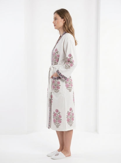 Floral 108 Waffle Bathrobe – Luxury Spa Robe