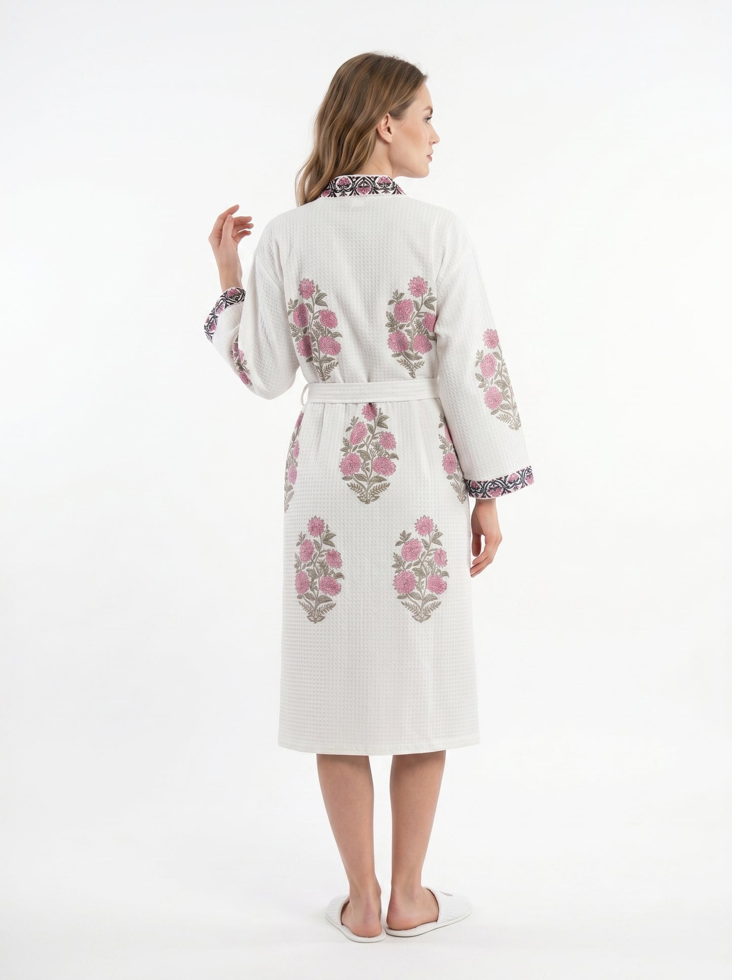 Floral 108 Waffle Bathrobe – Luxury Spa Robe