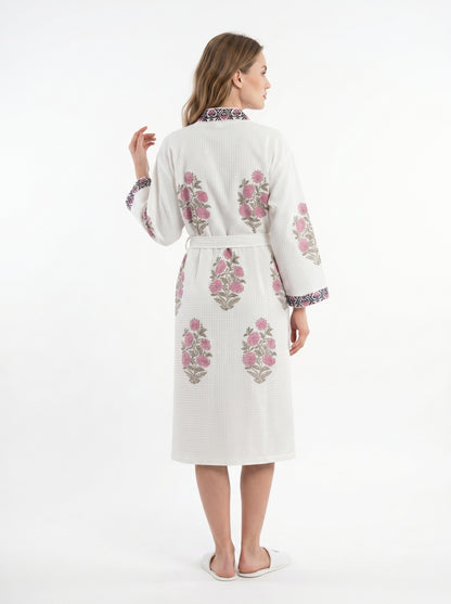 Floral 108 Waffle Bathrobe – Luxury Spa Robe