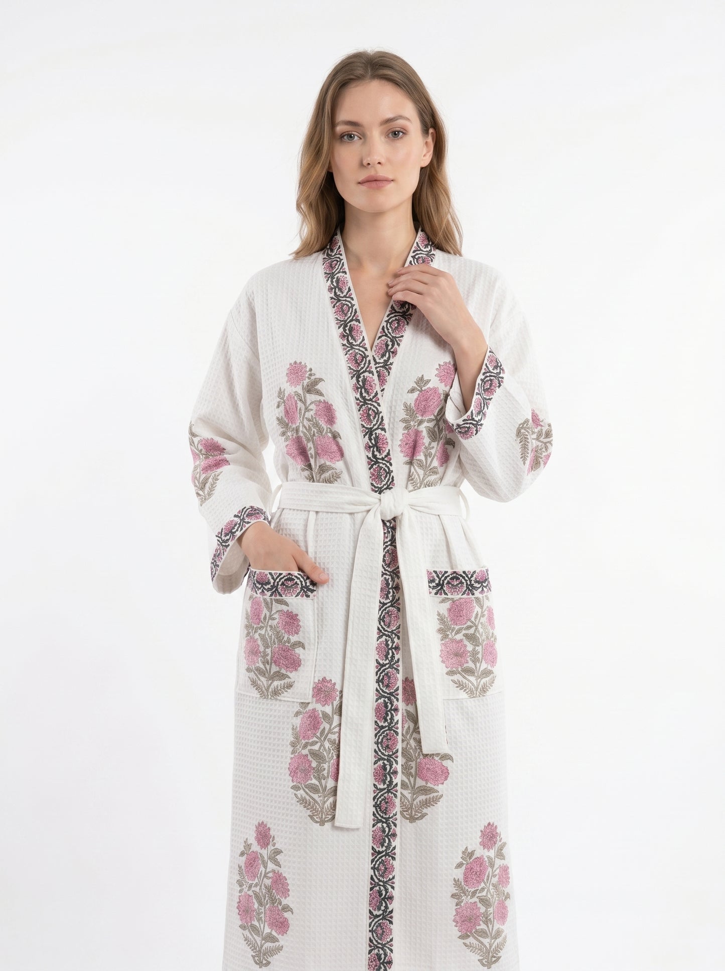 Floral 108 Waffle Bathrobe – Luxury Spa Robe