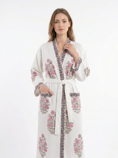 Floral 108 Waffle Bathrobe – Luxury Spa Robe