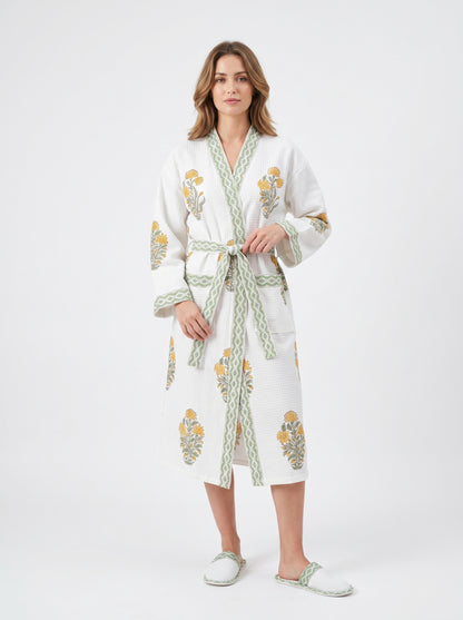 Floral 109 Waffle Bathrobe – Luxury Spa Robe