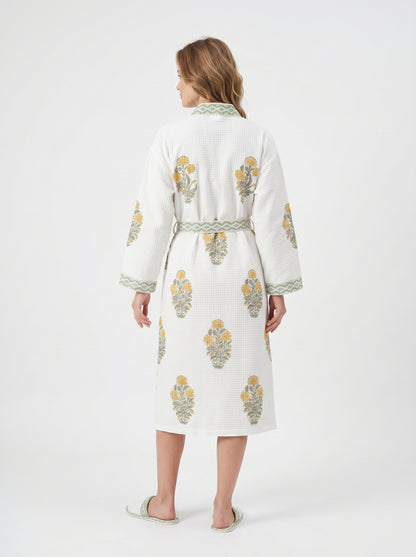 Floral 109 Waffle Bathrobe – Luxury Spa Robe
