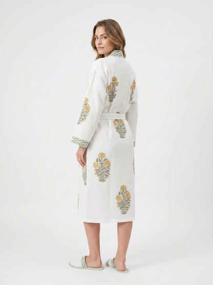 Floral 109 Waffle Bathrobe – Luxury Spa Robe