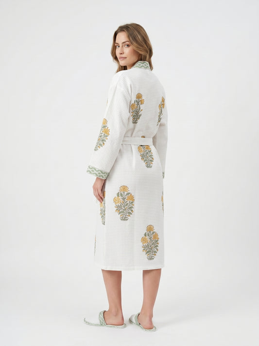 Floral 109 Waffle Bathrobe – Luxury Spa Robe