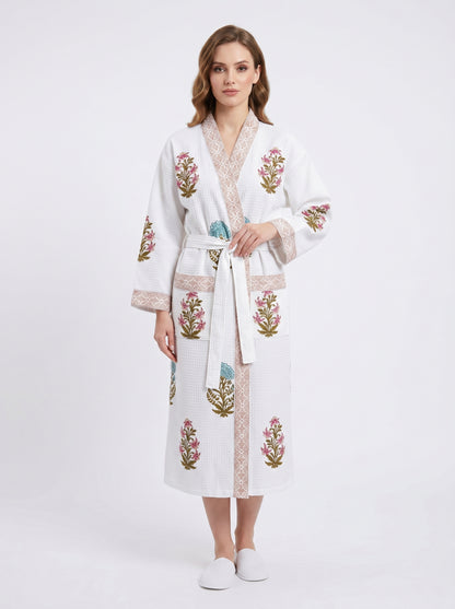 Floral 1010 Waffle Bathrobe – Luxury Spa Robe