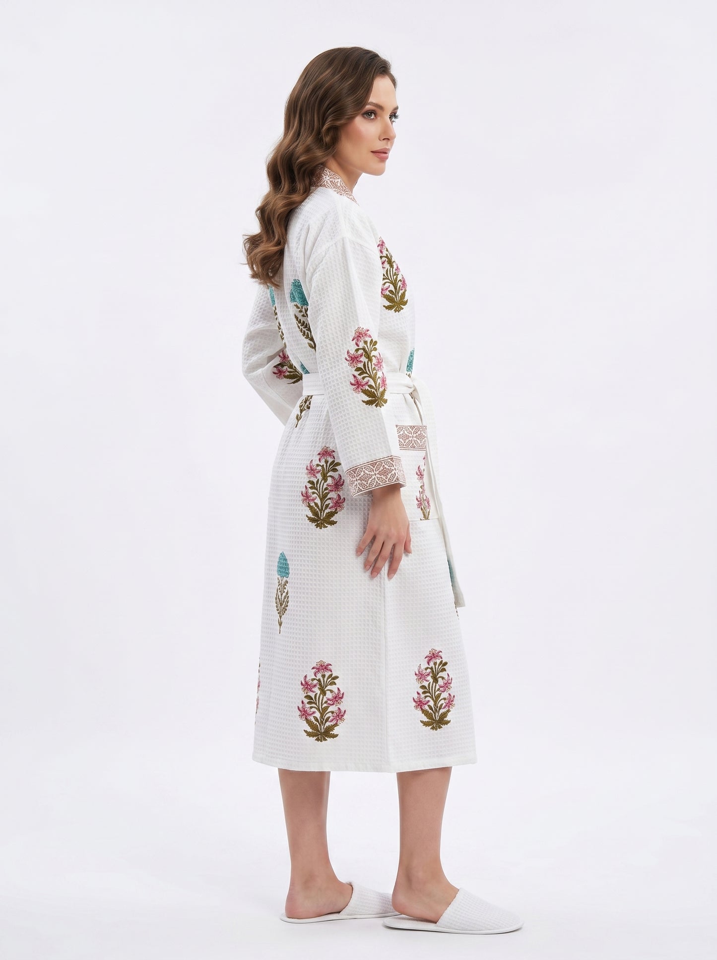 Floral 1010 Waffle Bathrobe – Luxury Spa Robe