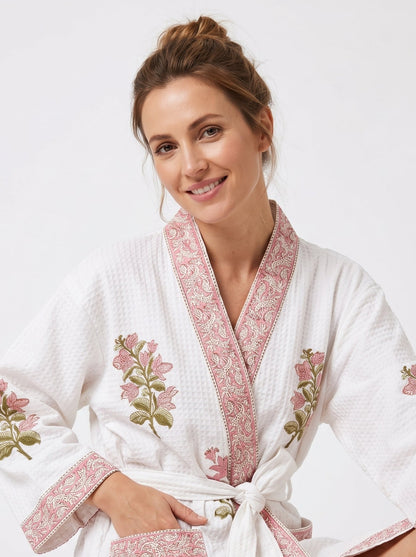 Floral 1011 Waffle Bathrobe – Luxury Spa Robe