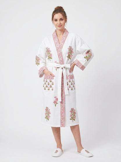 Floral 1011 Waffle Bathrobe – Luxury Spa Robe
