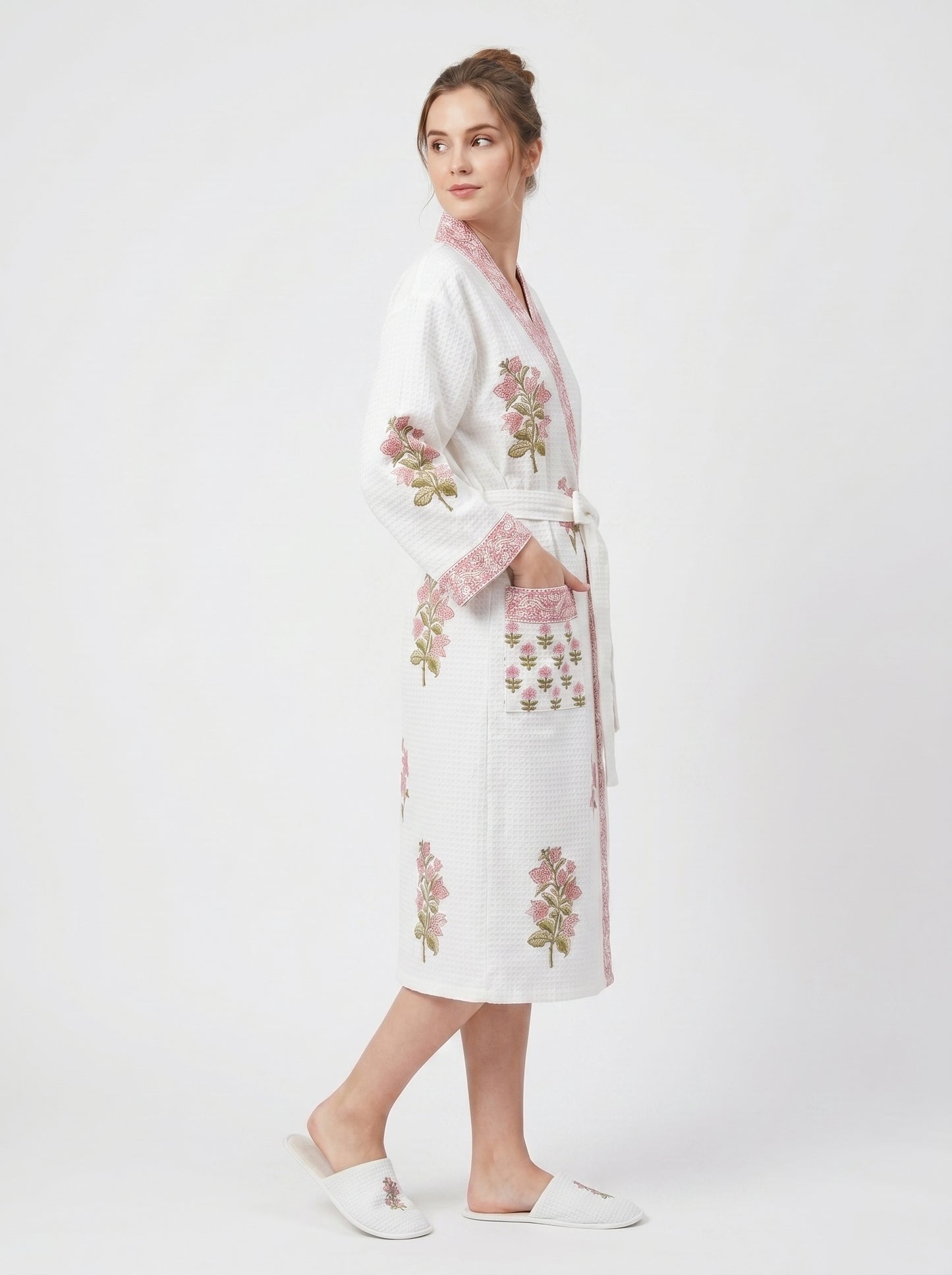 Floral 1011 Waffle Bathrobe – Luxury Spa Robe