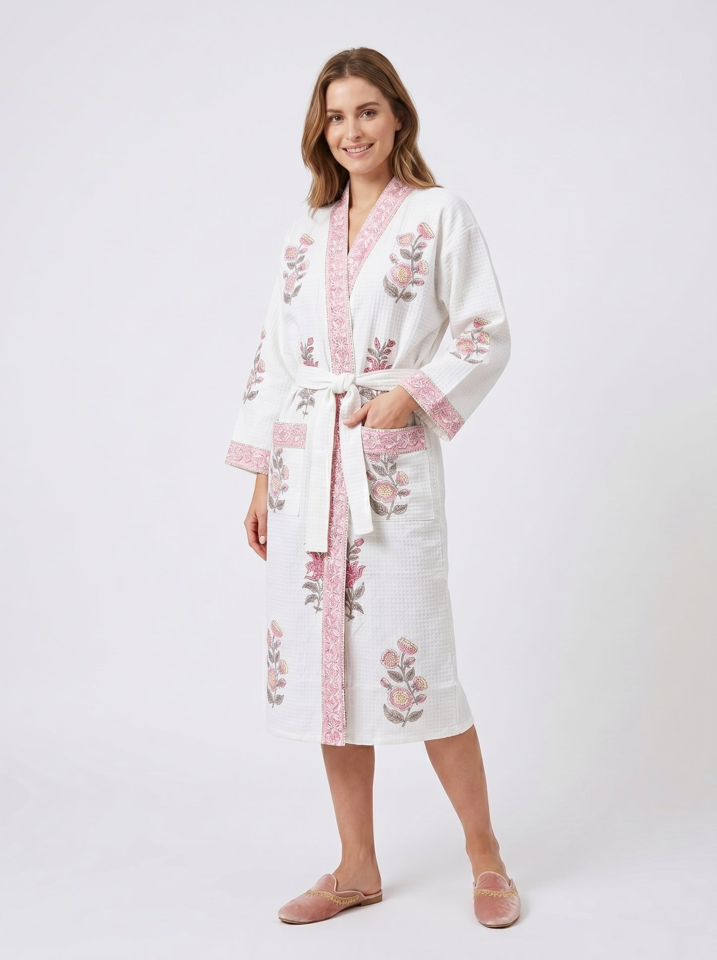 Floral 102 Waffle Bathrobe – Luxury Spa Robe