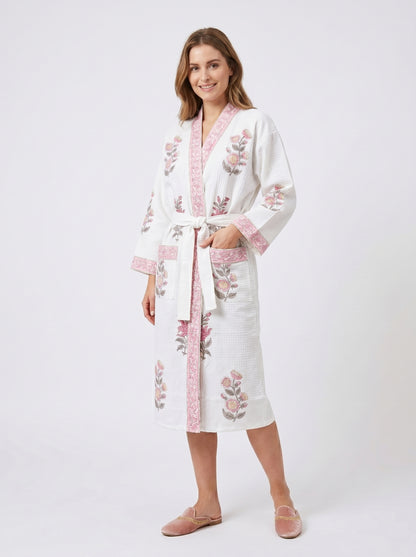 Floral 102 Waffle Bathrobe – Luxury Spa Robe