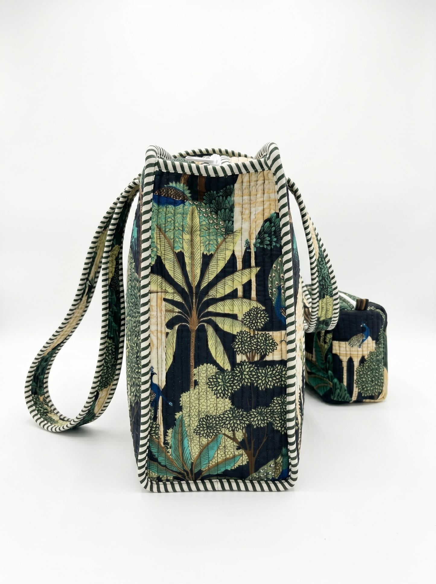 Peacock Green Grace Quilted Tote & Pouch Set