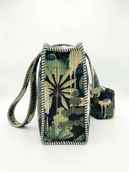 Peacock Green Grace Quilted Tote & Pouch Set
