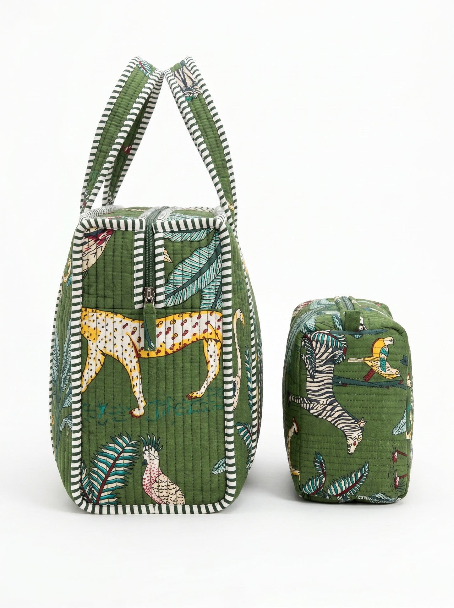 Green Safari tiger Quilted Tote & Pouch Set