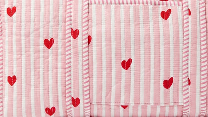 Pink Hearts Quilted Tote & Pouch Set