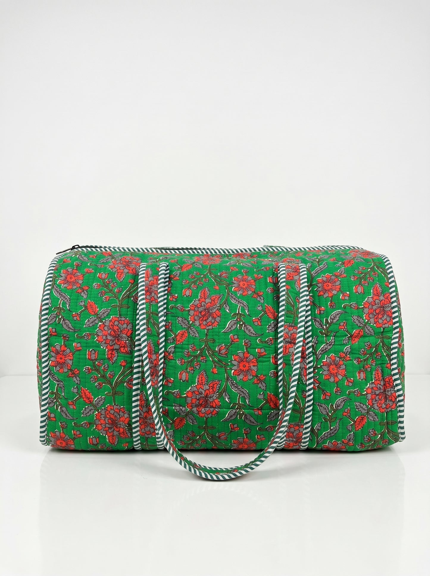 Fresh Green Graden Quilted Cotton Duffle Bag – Lightweight Travel Weekender