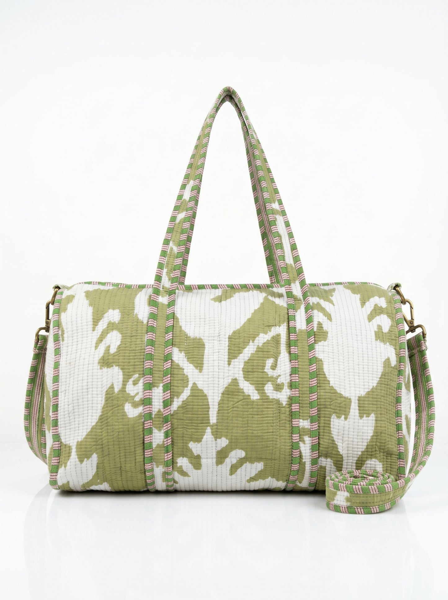 Classic Green Tie and Dye Quilted Cotton Duffle Bag – Lightweight Travel Weekender