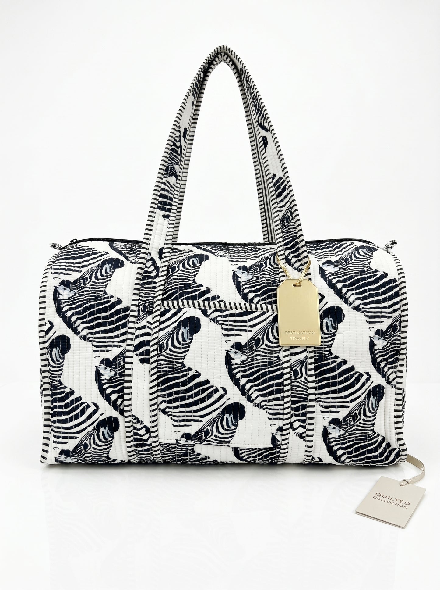Black Chisel Zebra Quilted Cotton Duffle Bag – Lightweight Travel Weekender