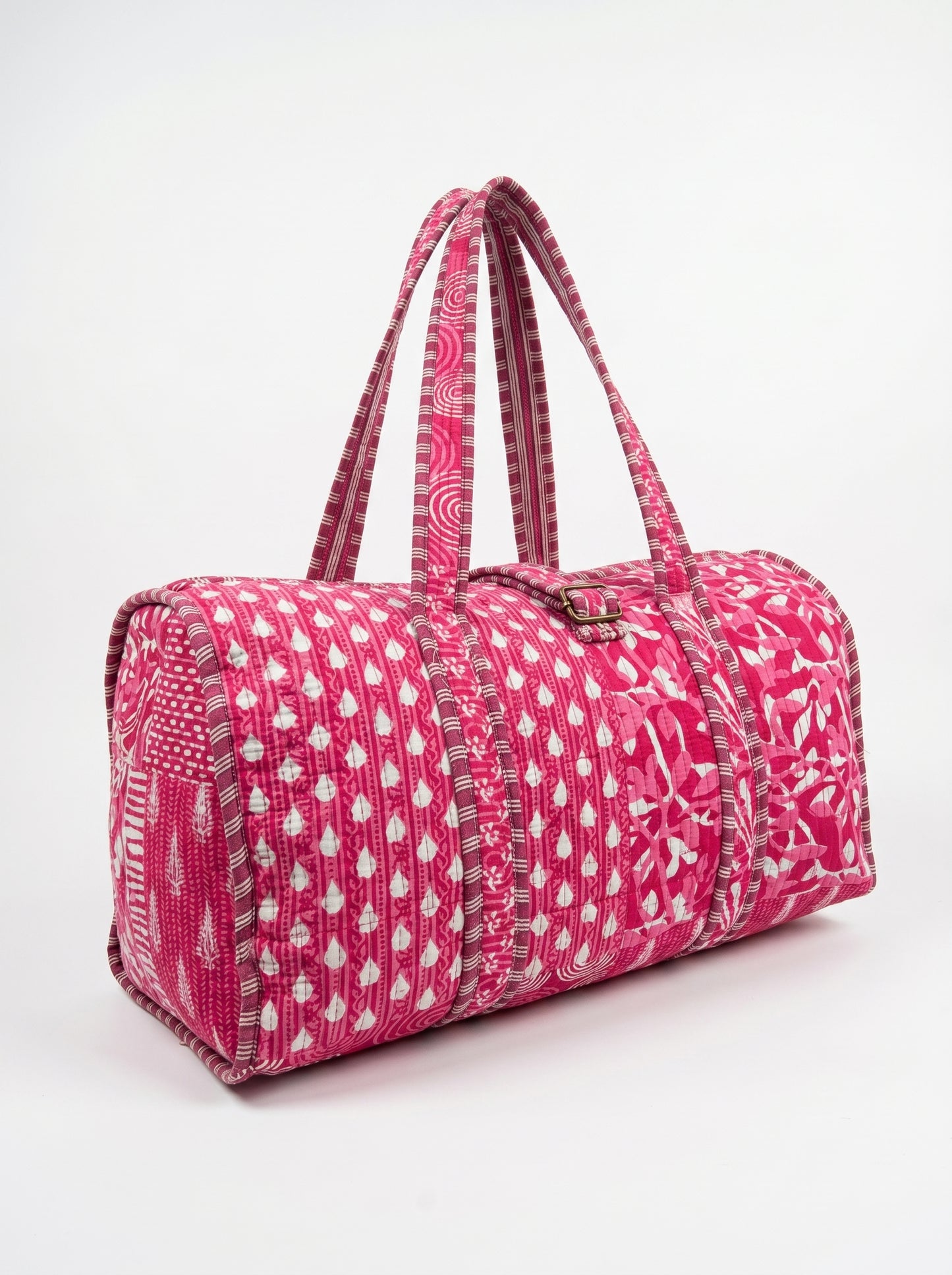Princess Pink Drops Quilted Cotton Duffle Bag – Lightweight Travel Weekender