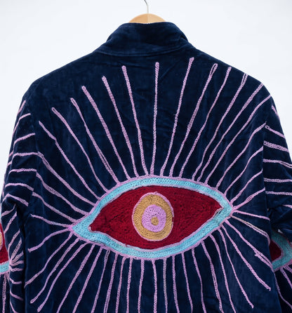 Women's 2013 Suzani Reversible Velvet Jacket – Artistic Embroidered Statement Jacket