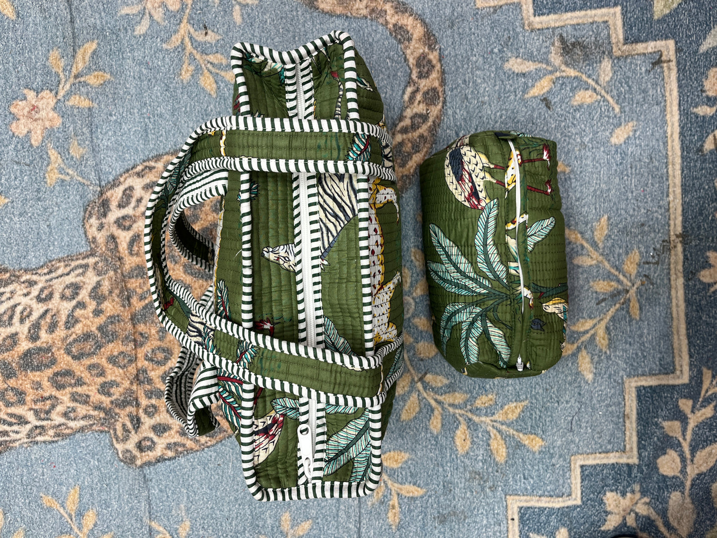 Peacock Green Grace Quilted Tote & Pouch Set