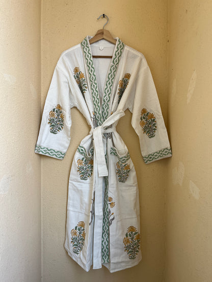 Floral 109 Waffle Bathrobe – Luxury Spa Robe