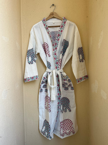 Floral 103 Waffle Bathrobe – Luxury Spa Robe