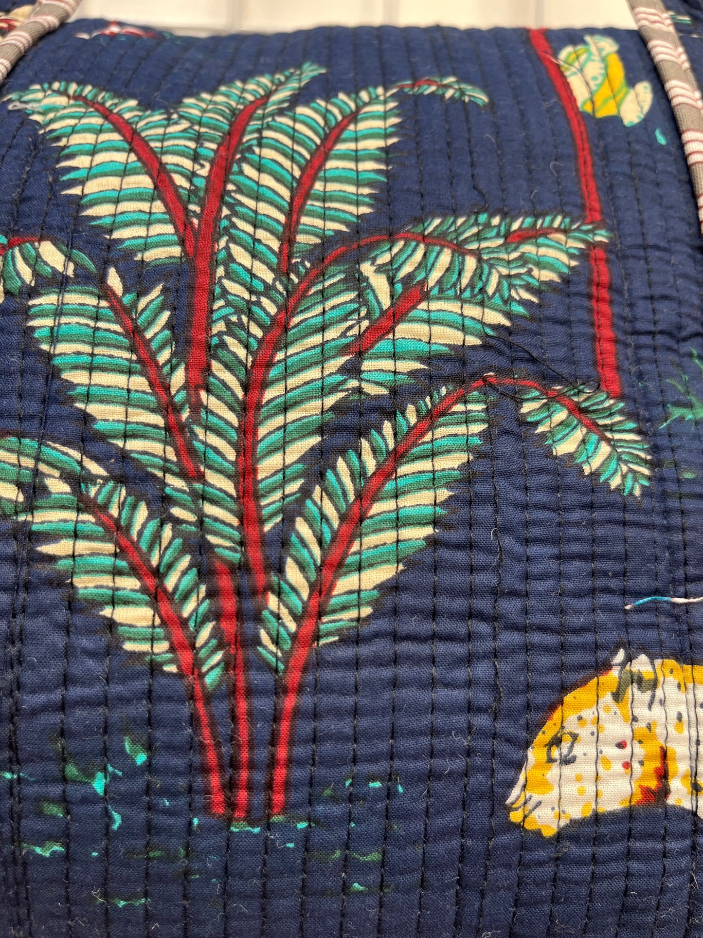 Navy Blue Safari Quilted Cotton Duffle Bag – Lightweight Travel Weekender