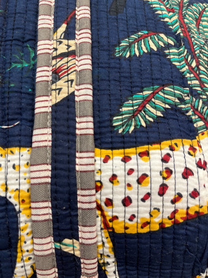 Navy Blue Safari Quilted Cotton Duffle Bag – Lightweight Travel Weekender
