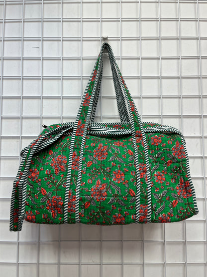 Fresh Green Graden Quilted Cotton Duffle Bag – Lightweight Travel Weekender