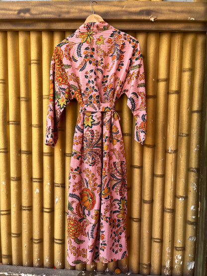 Pink Dream Vine Waffle Bathrobe – Luxury Spa Robe