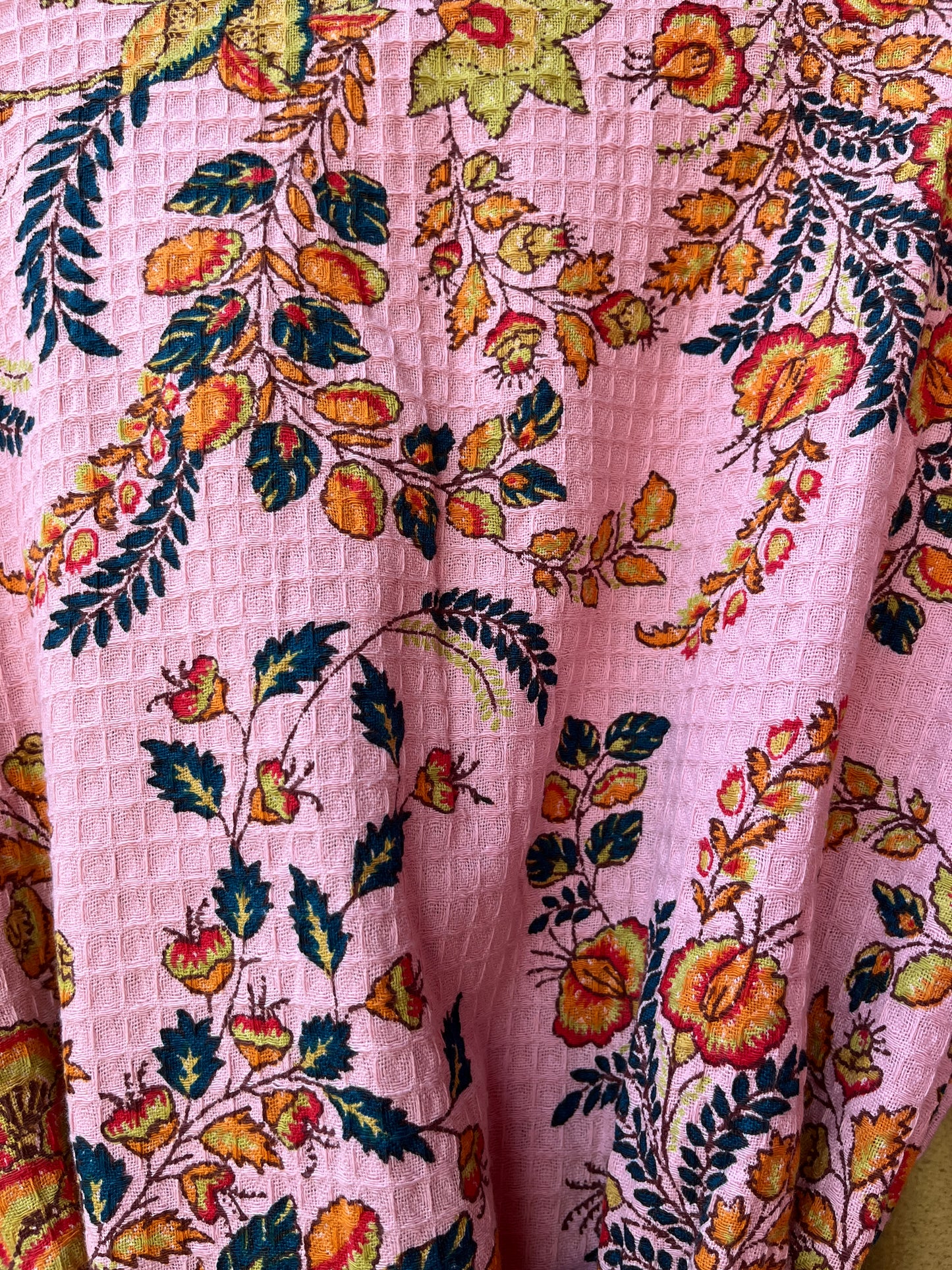 Pink Dream Vine Waffle Bathrobe – Luxury Spa Robe
