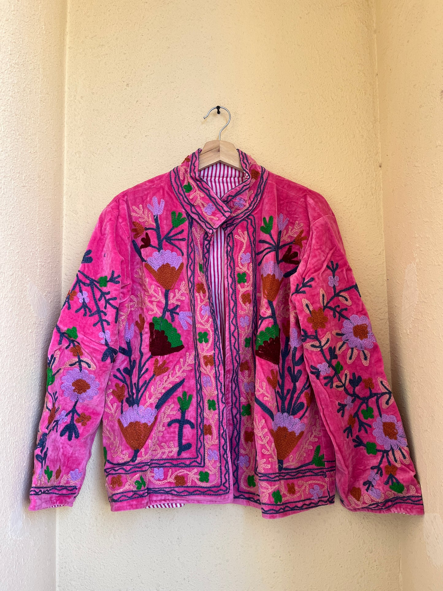 Women's 109 Suzani Reversible Velvet Jacket – Artistic Embroidered Statement Jacket