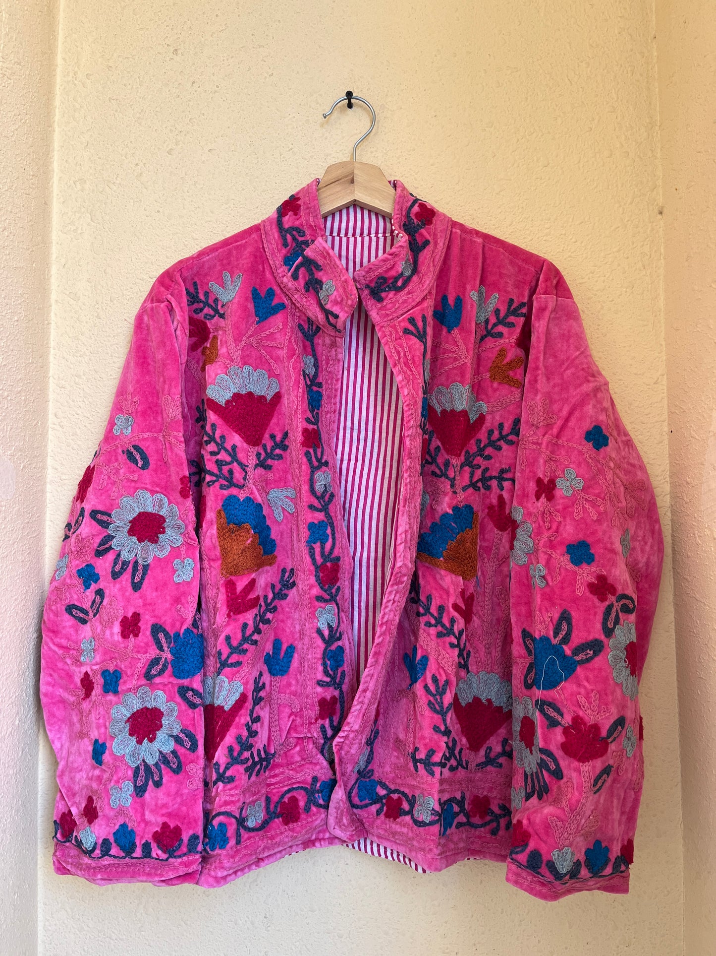 Women's 103 Suzani Reversible Velvet Jacket – Artistic Embroidered Statement Jacket