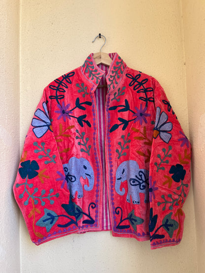 Women's 105 Suzani Reversible Velvet Jacket – Artistic Embroidered Statement Jacket