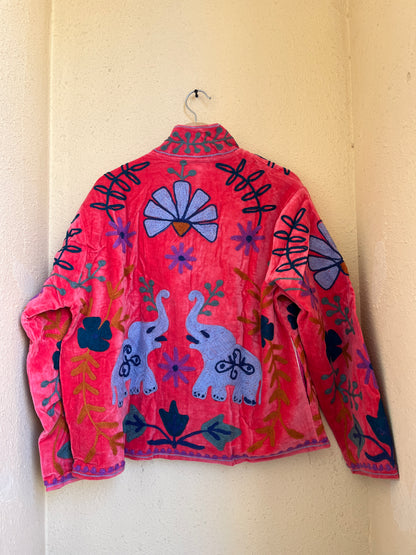Women's 105 Suzani Reversible Velvet Jacket – Artistic Embroidered Statement Jacket