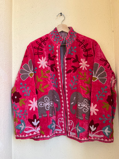 Women's 101 Suzani Reversible Velvet Jacket – Artistic Embroidered Statement Jacket